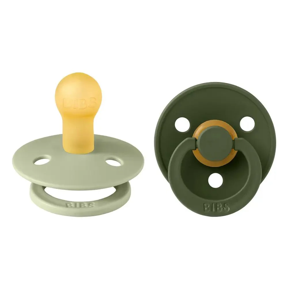 Set 2 suzete rotunde din latex BIBS Colour Sage/Hunter Green (0-6 luni)