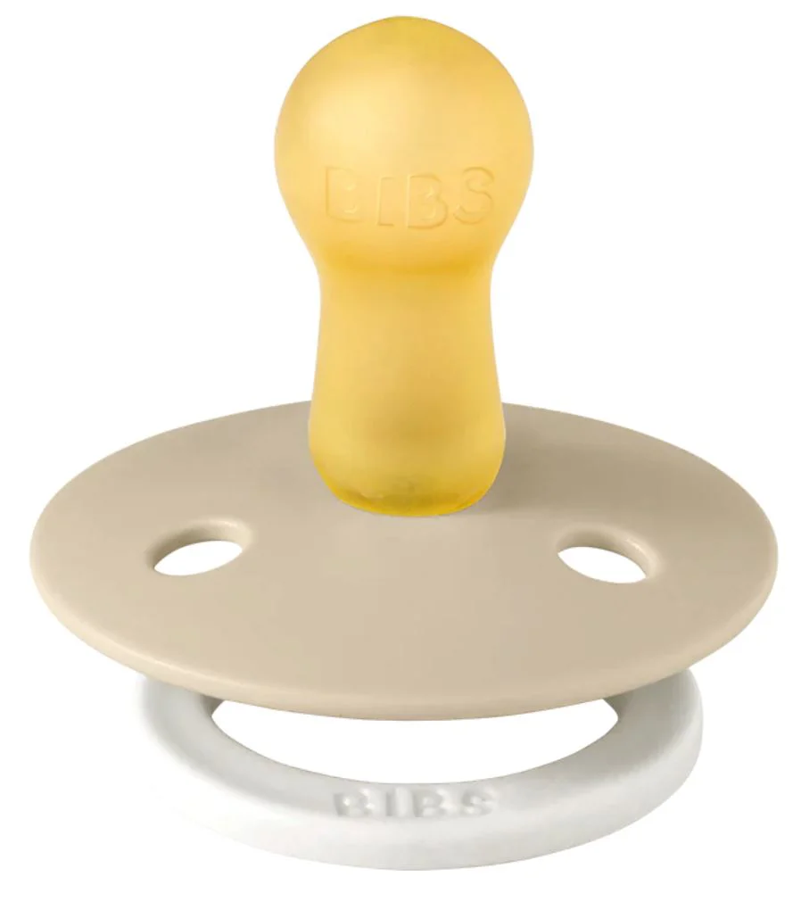 Set 2 suzete rotunde din latex fosforescente BIBS Colour Glow Vanilla/Dark Oak (0-6 luni) foto