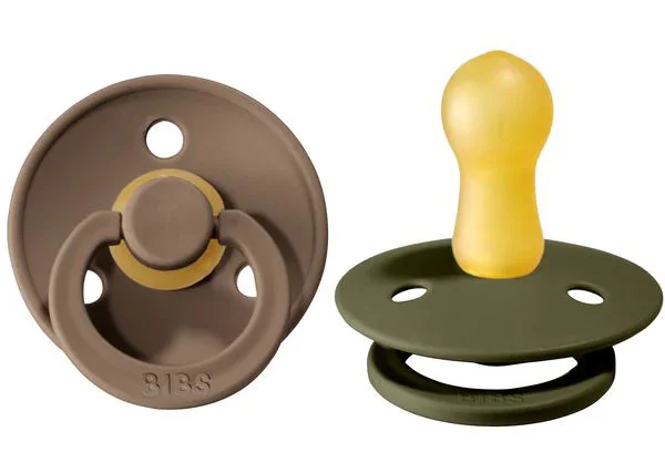 Set 2 suzete rotunde din latex BIBS Colour Hunter Green/Dark Oak (0-6 luni) foto