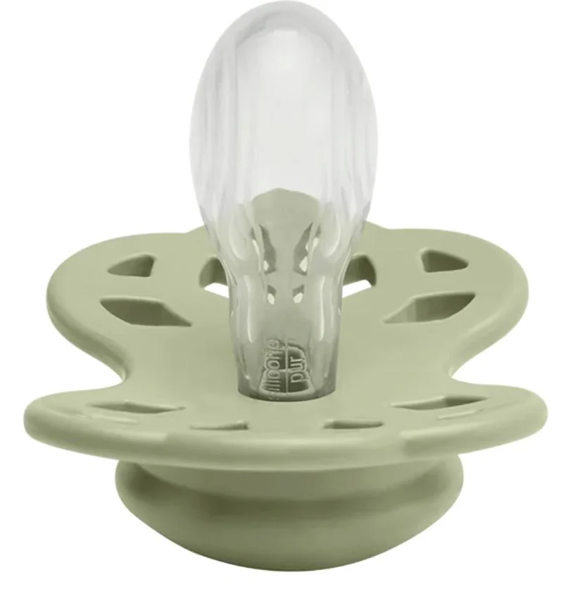 Set 2 suzete simetrice din silicon BIBS Infinity Ivory/Sage (0-6 luni) foto