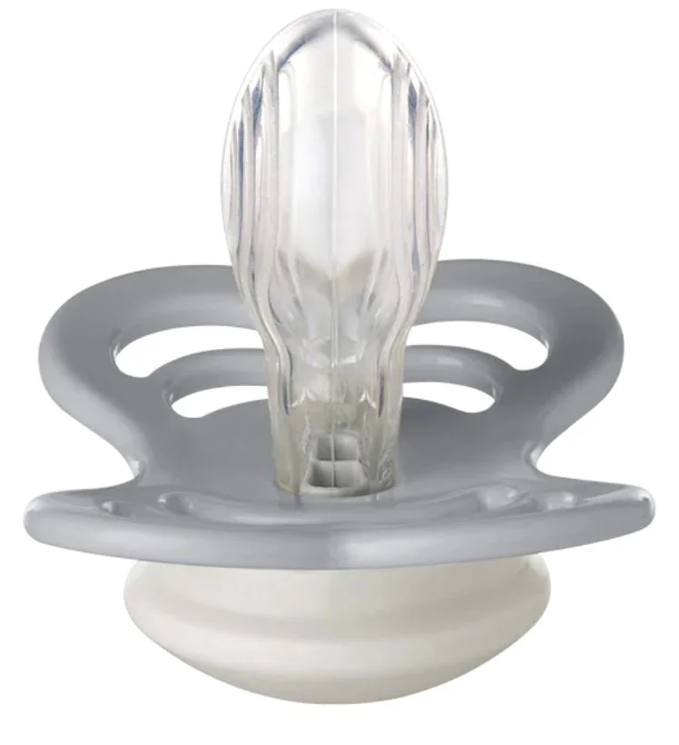 Set 2 suzete simetrice fosforescente din silicon BIBS Supreme Glow Sage/Cloud (0-6 luni) foto
