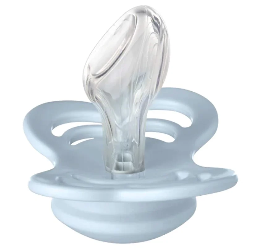 Set 2 suzete anatomice din silicon BIBS Couture Iron/Baby Blue (0-6 luni)