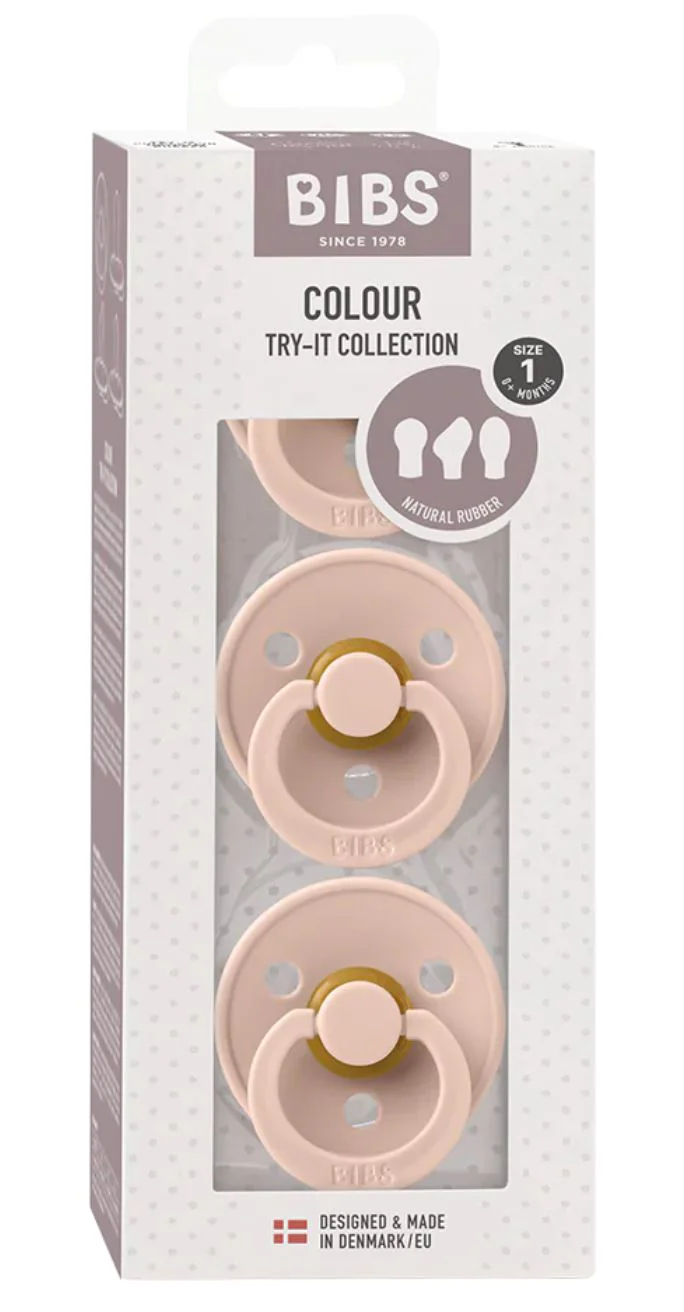 Set 3 suzete BIBS Colour Blush Latex, tetina rotunda, simetrica & anatomica (0-6 luni) foto