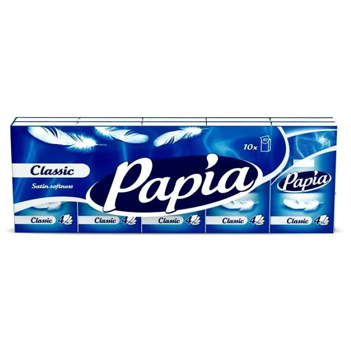 Носовые платочки бумажные Papia Classic 4-слойные, 10 шт.