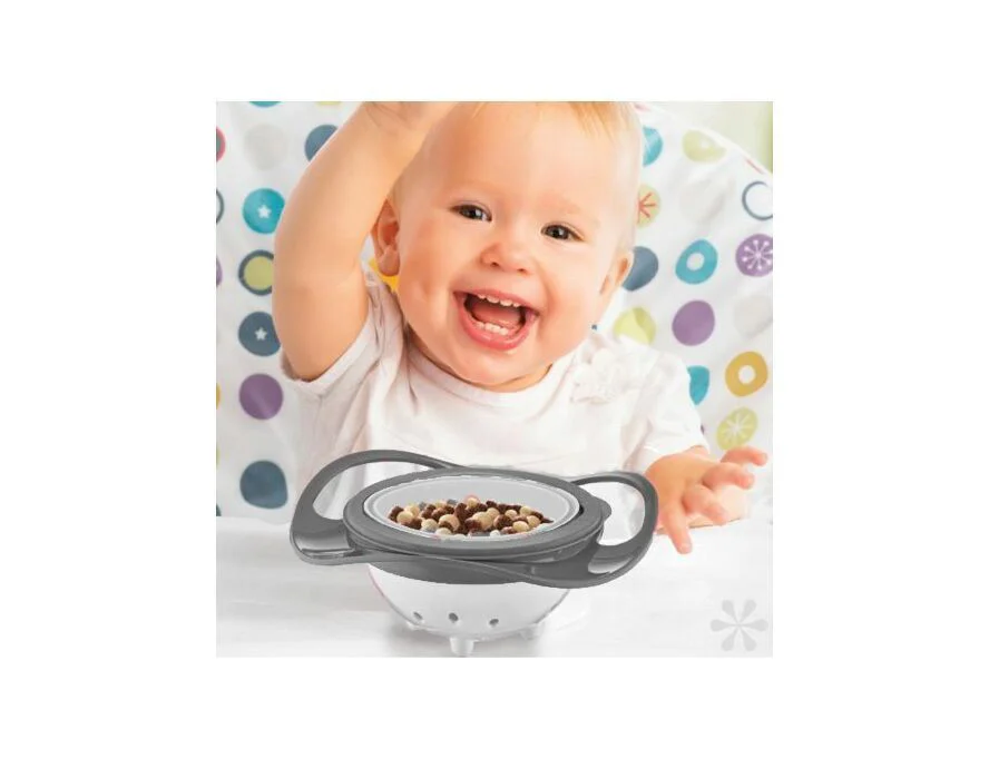 Многофункциональная миска с крышкой и вращением на 360 градусов BabyJem Amazing Bowl Grey