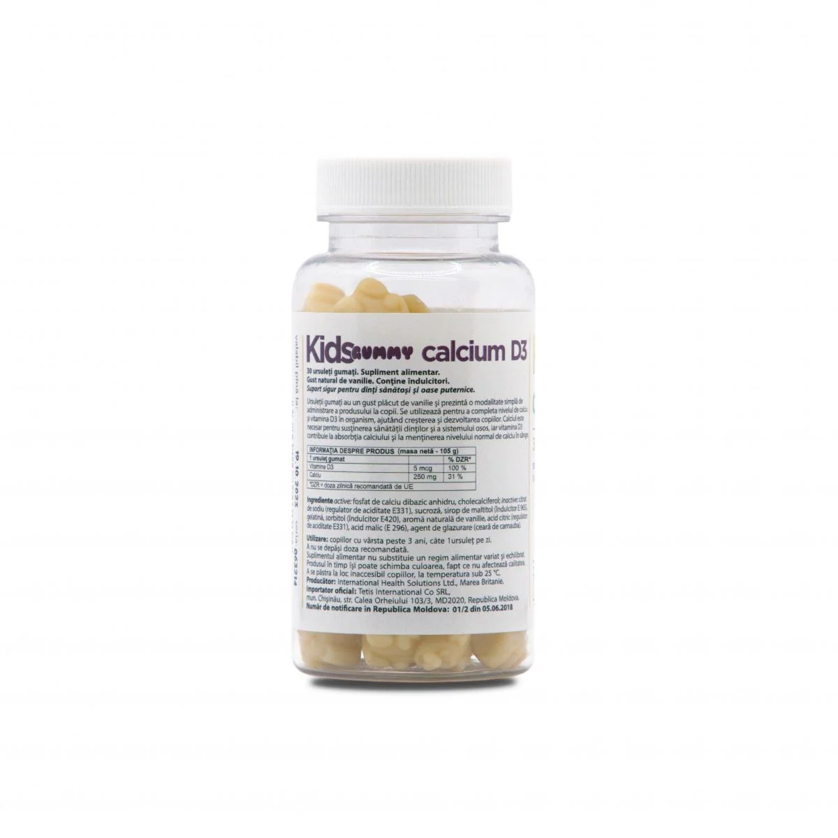 Supliment alimentar KidsGummy Calcium D3 Leben Vanilie, 30 buc.