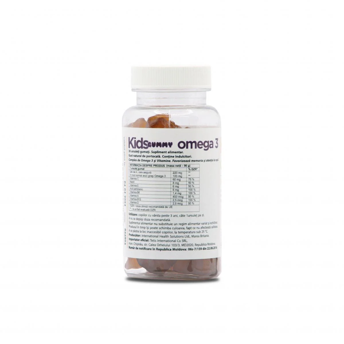 Supliment alimentar KidsGummy Omega 3 Leben Portocala, 30 buc.