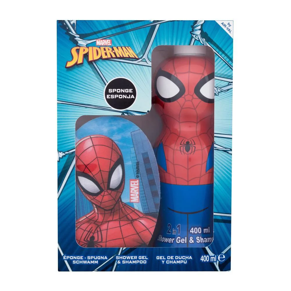 Set gel de dus si sampon 2 in 1 + burete Air-Val Spider Man, 400 ml