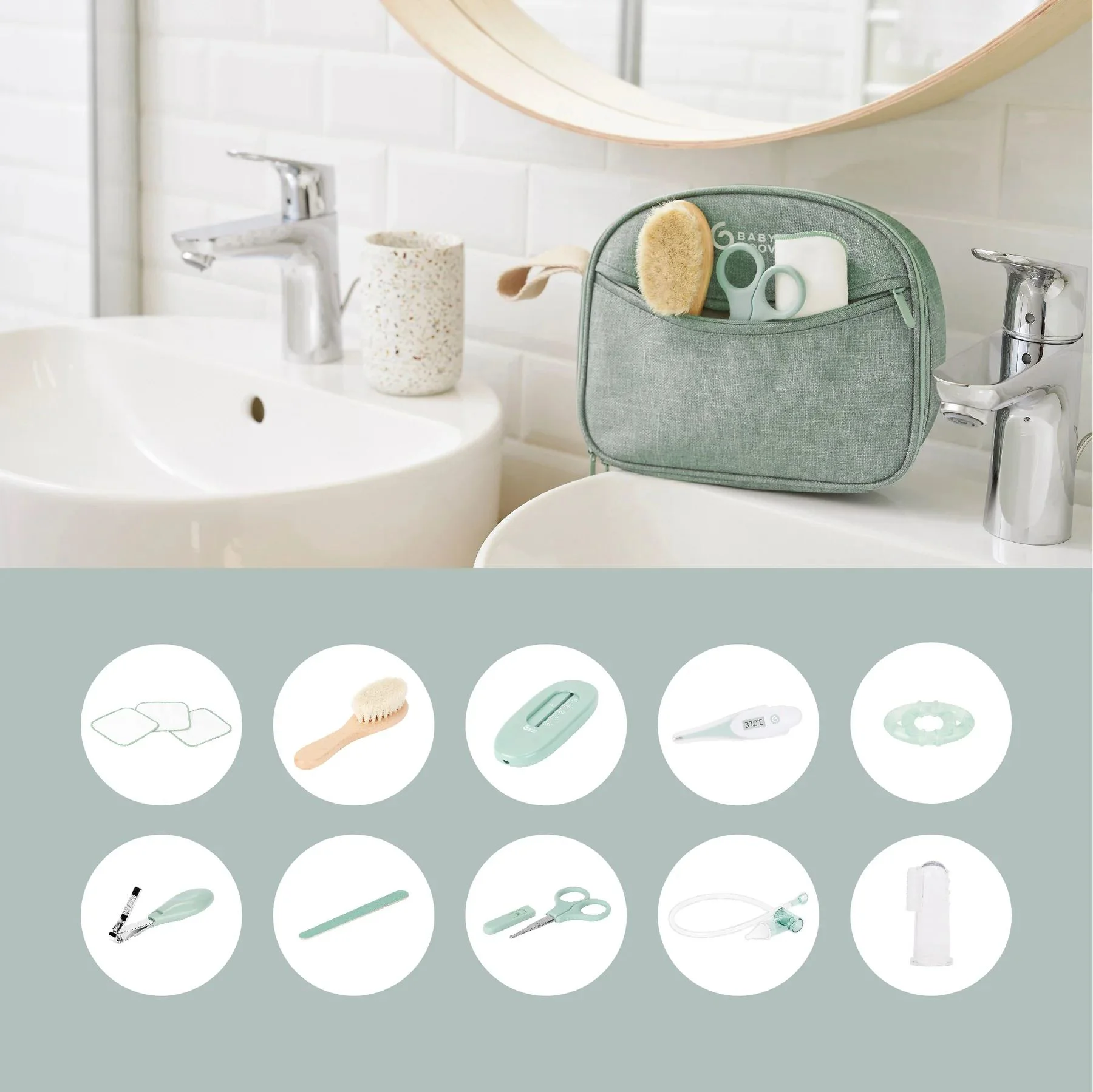 Набор для ухода за ребенком Babymoov Grooming Set Matcha, 9 эл. foto