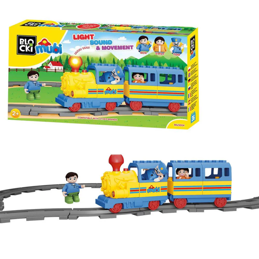 Set de constructie Blocki Mubi Tren cu sunete si lumini