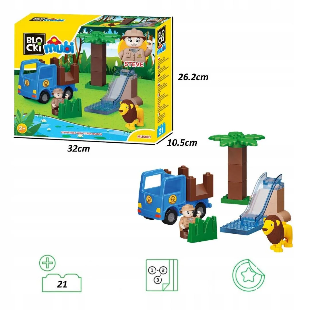 Set de constructie Blocki Mubi Aventura in Jungla, 21 el.