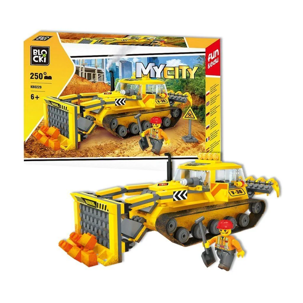 Set de constructie Blocki Buldozer, 250 el.