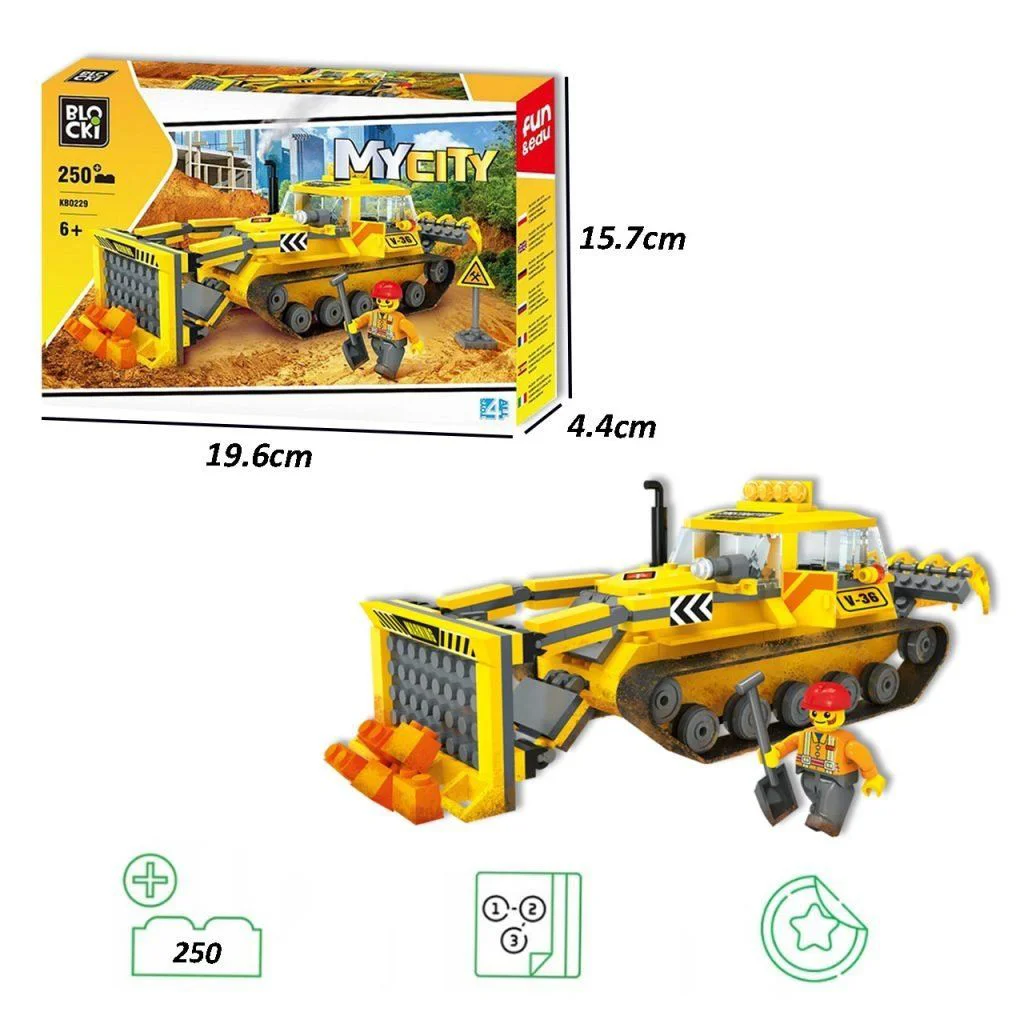 Set de constructie Blocki Buldozer, 250 el.