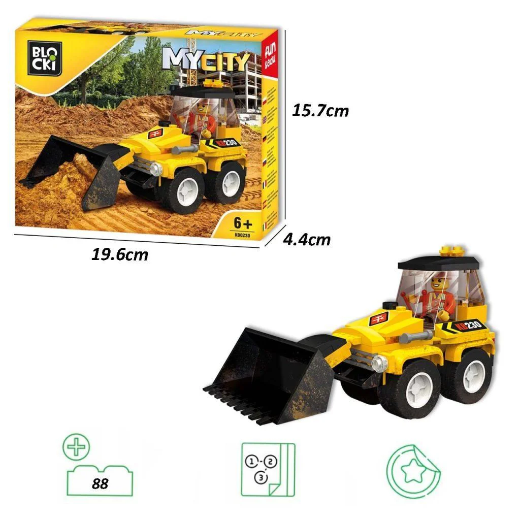Set de constructie Blocki Buldozer Mini, 88 el.