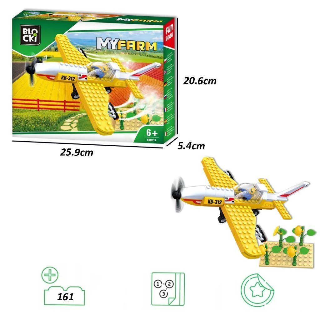 Set de constructie Blocki Avionul fermierului, 146 el.