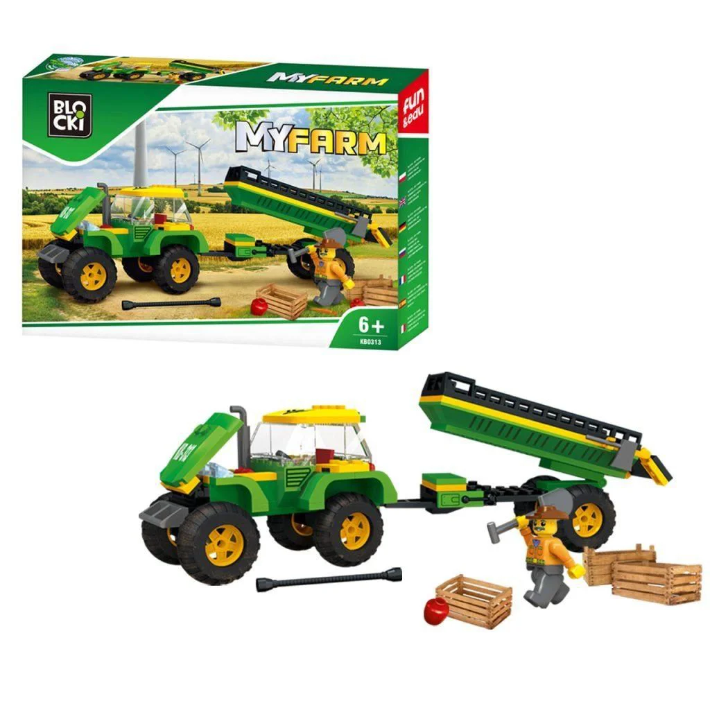Set de constructie Blocki Tractor cu remorca, 164 el.
