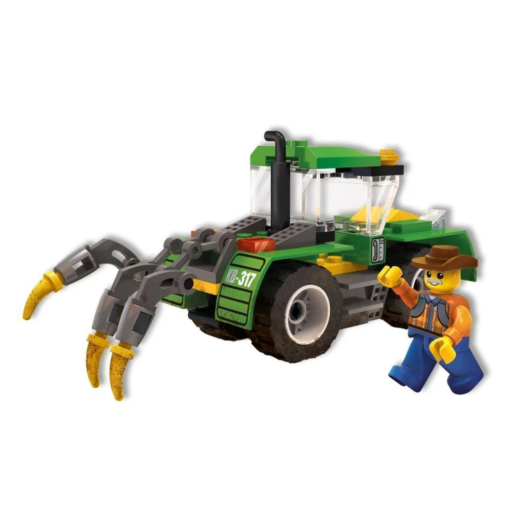 Set de constructie Blocki Tractor cu plug, 85 el.