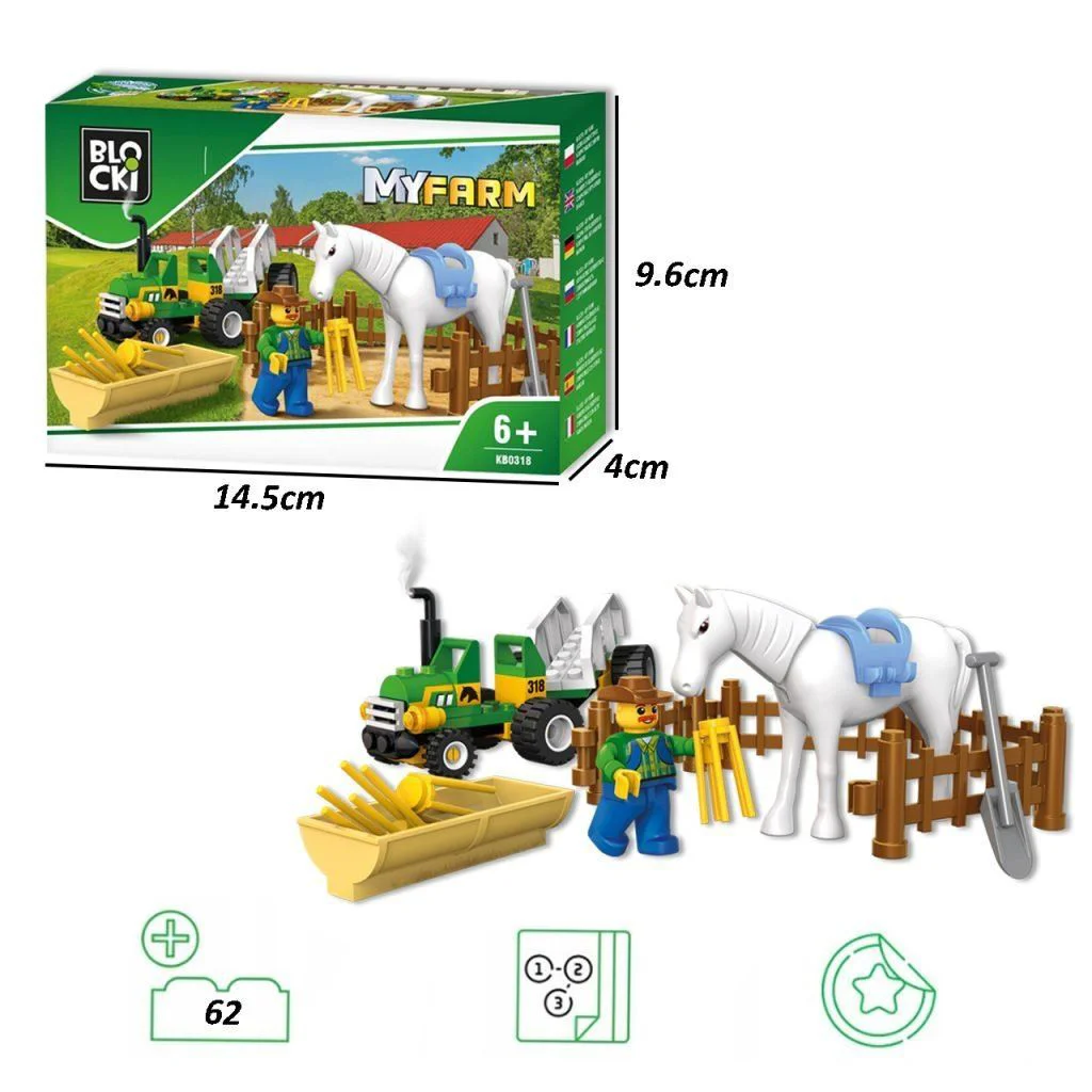 Set de constructie Blocki MyFarm Tractor, 43 el.