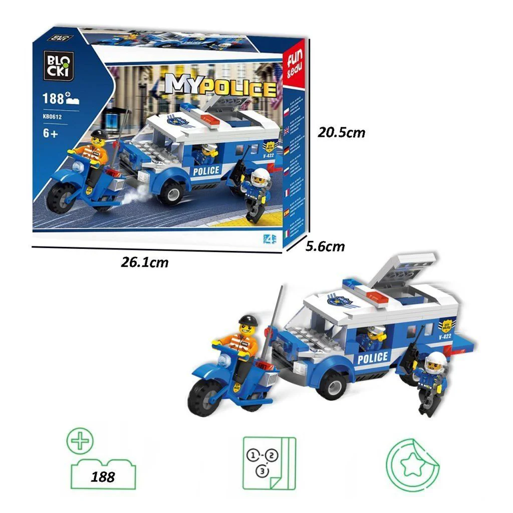 Set de constructie Blocki MyPolice Brigada de politie, 188 el.