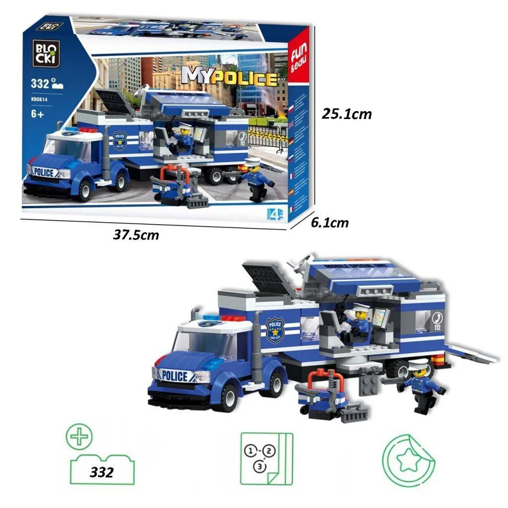 Set de constructie Blocki Sectie mobila de politie, 332 el.