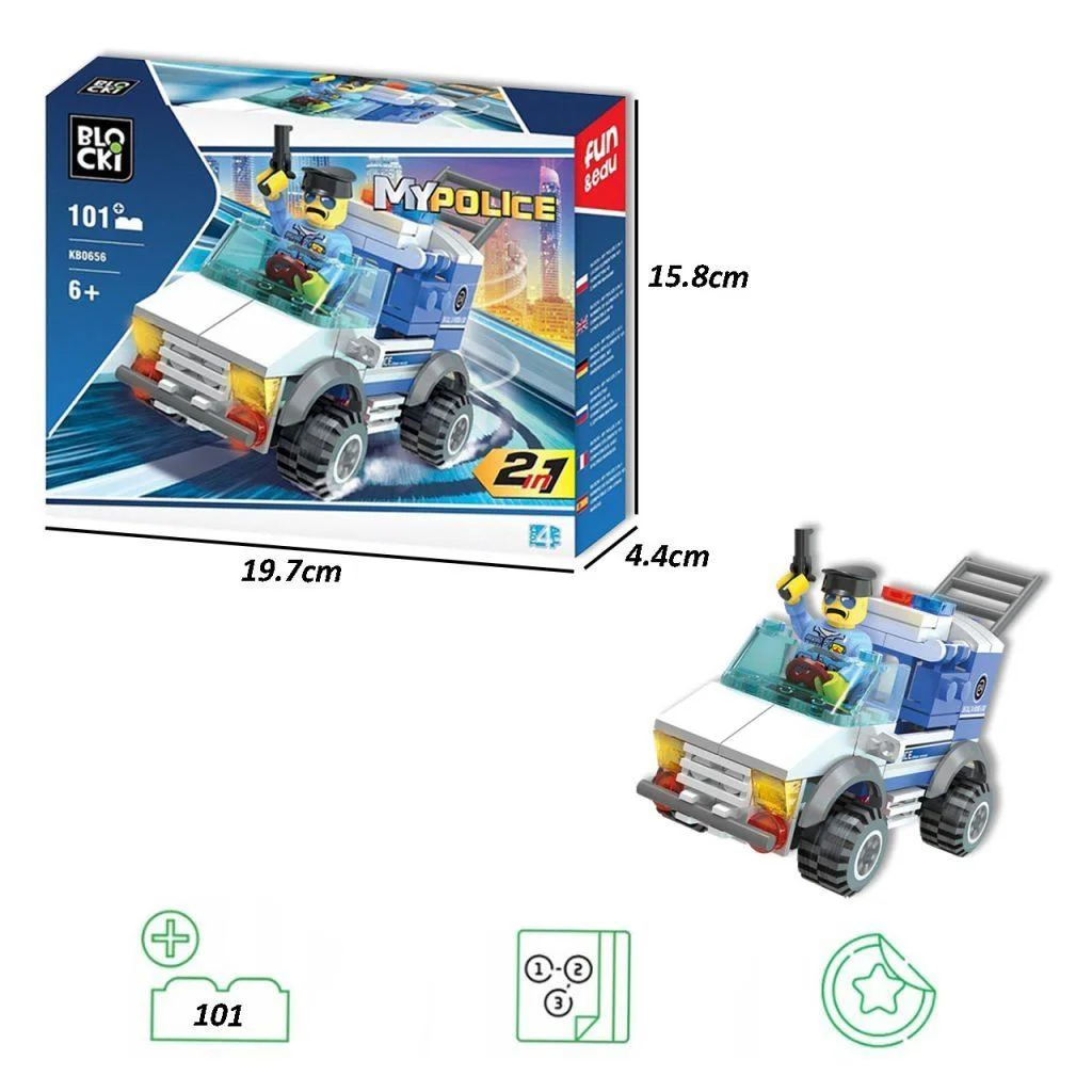 Set de constructie 2 in 1 Blocki Masina de politie, 101 el.