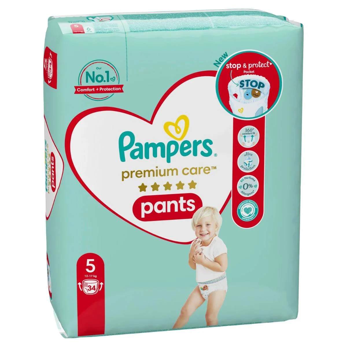 Chilotei Pampers Premium Care Pants 5 (12-17 kg), 34 buc.
