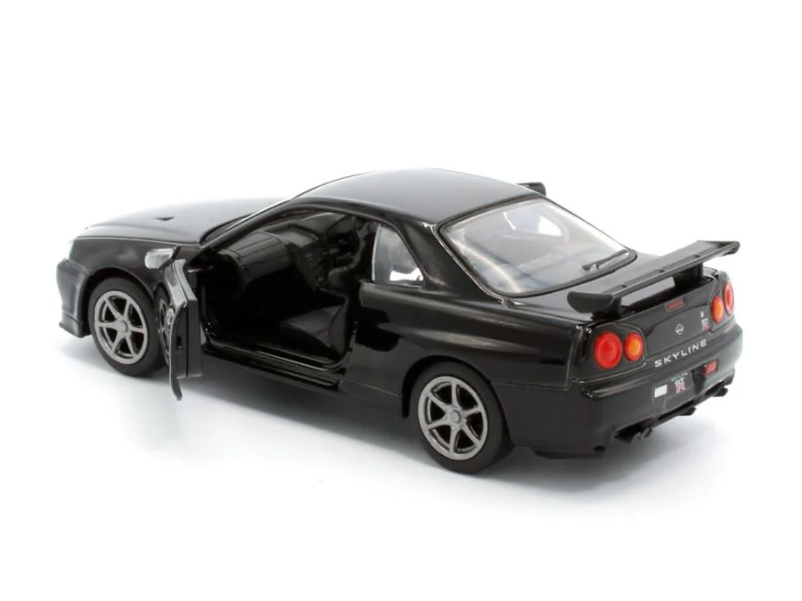 Модель автомобиля Nissan GT-R34 V-Spec II, 1:36, Черный Механизм обратного хода, синхрон foto