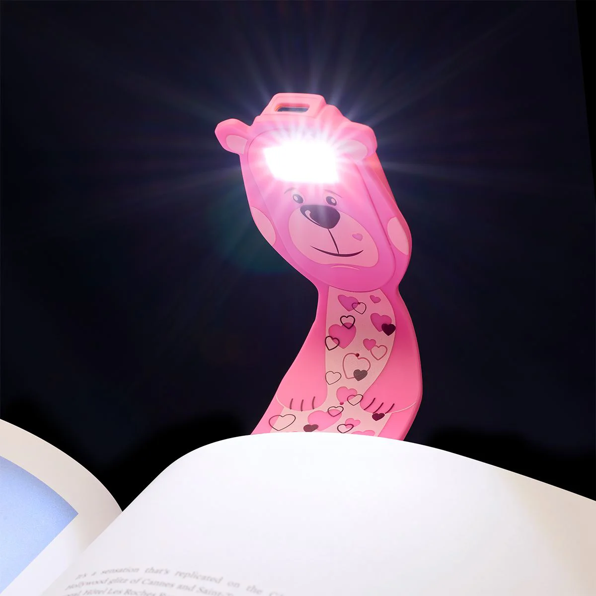 Lanterna- Semn de carte flexibil Flexilight Rechargeable USB, Ursulet Roz foto