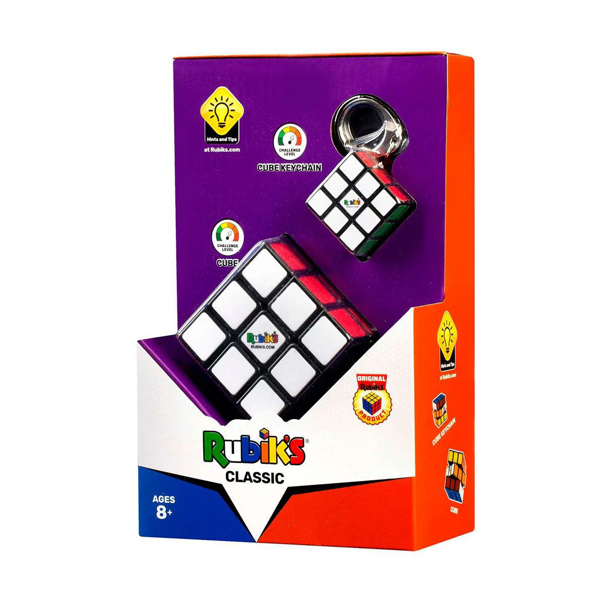 Set 2 jucarii Cub RUBIK'S 3x3 si mini cub cu breloc