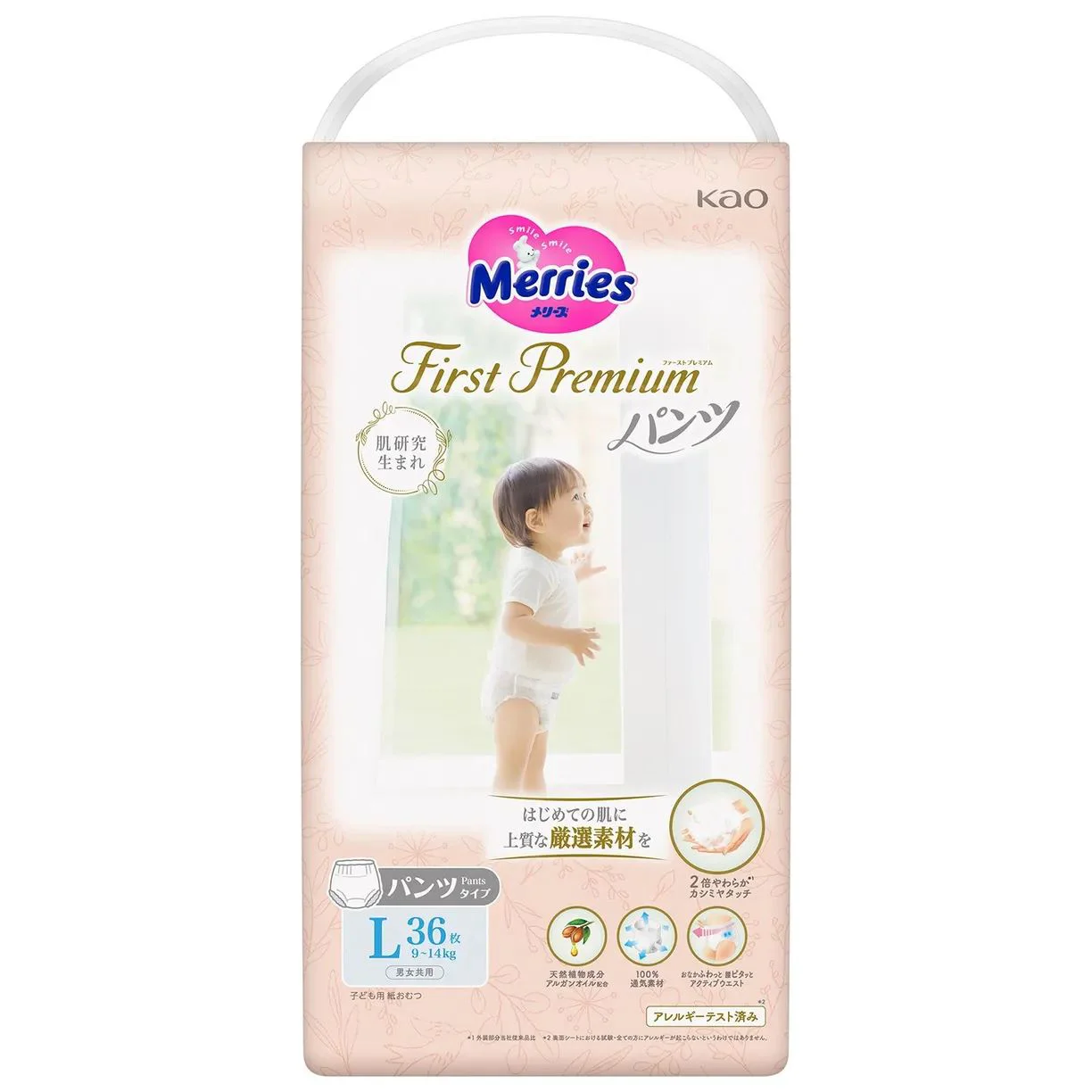 Трусики Merries First Premium размер L (9-14 кг), 36 шт.