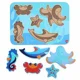 Puzzle din lemn Lucy & Leo Animale Marine, 6 buc.