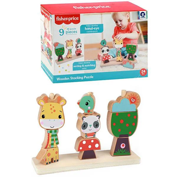 Набор деревянных пазлов Fisher-Price с 3 элементами foto