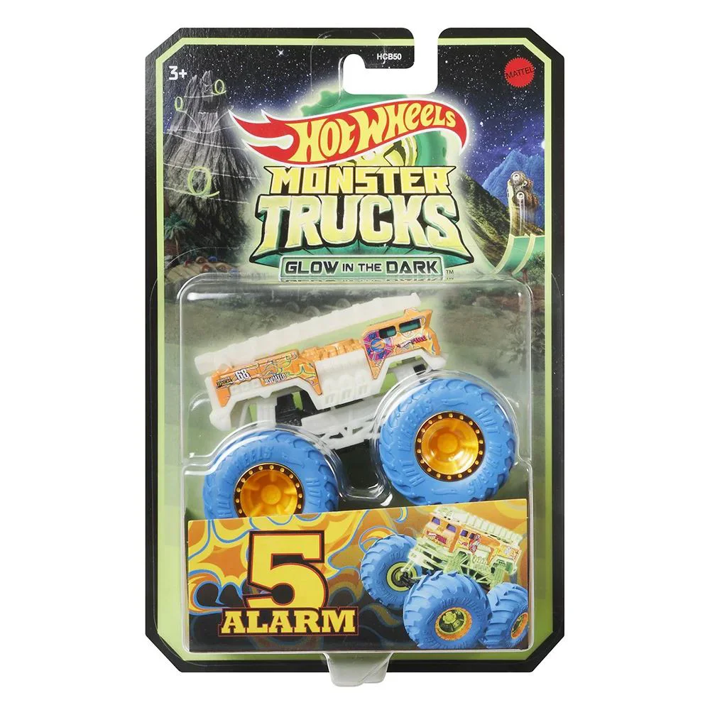 Базовая машинка-внедорожник Hot Wheels Monster Trucks светящийся в темноте