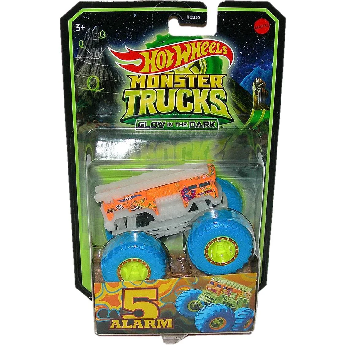 Базовая машинка-внедорожник Hot Wheels Monster Trucks светящийся в темноте