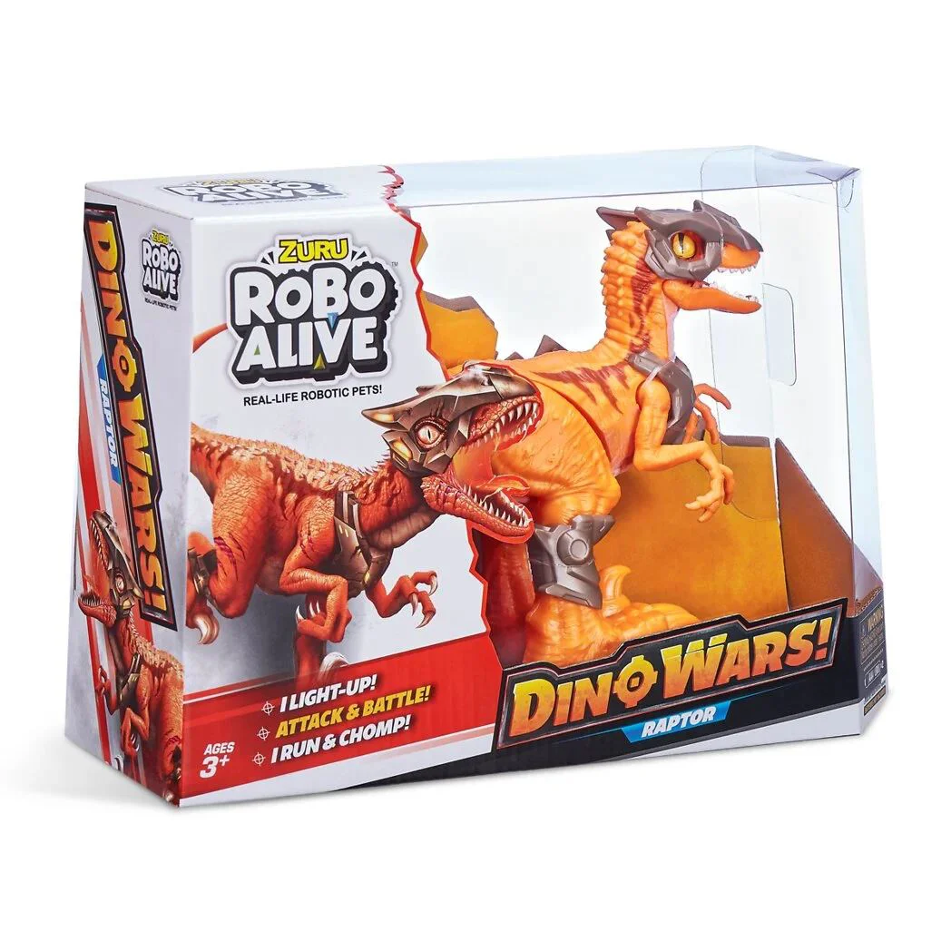 Jucarie interactiva Robo Alive Zuru Dinozaur Velociraptor luptator Orange foto