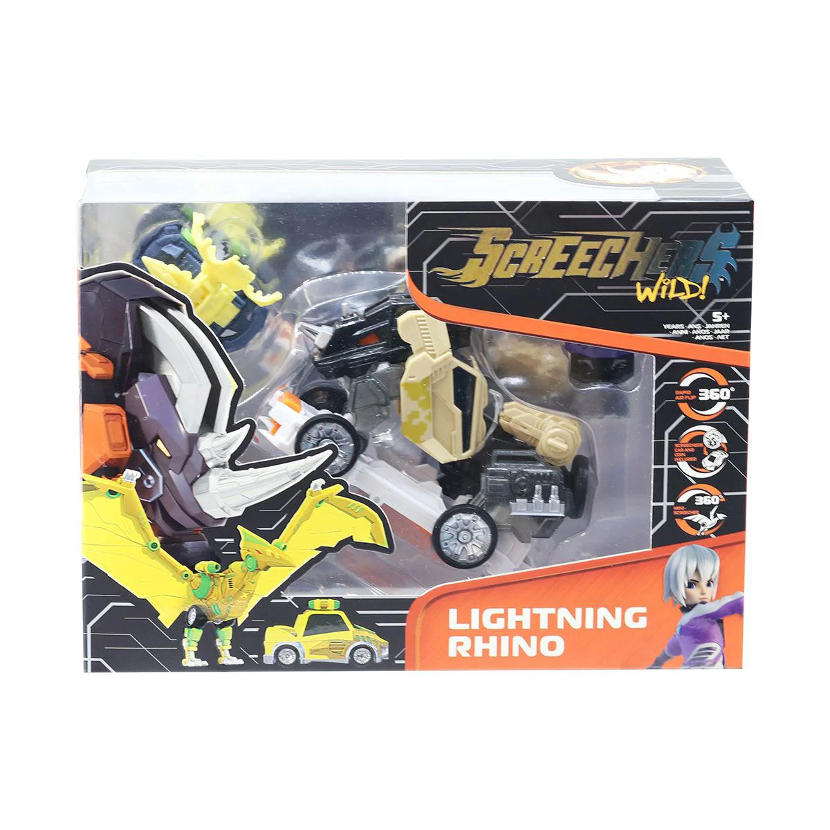 Set masina-transformer Screechers Wild! S4 L3 Lightning Rhino
