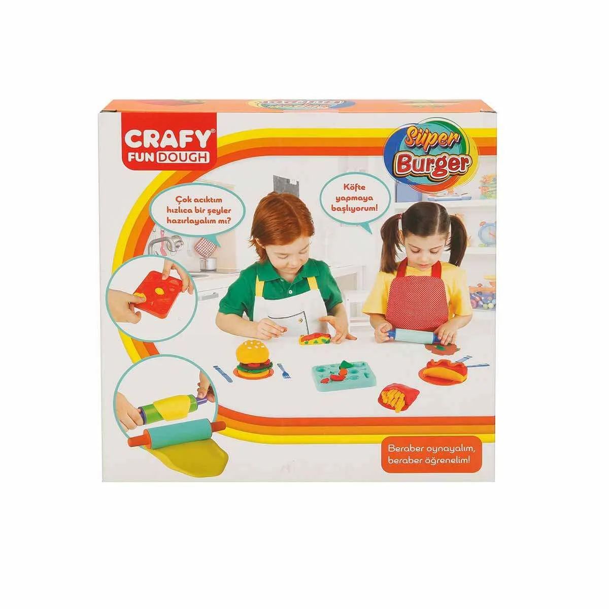 Set pasta de modelat Crafy Dough Super Burger, 12 elemente