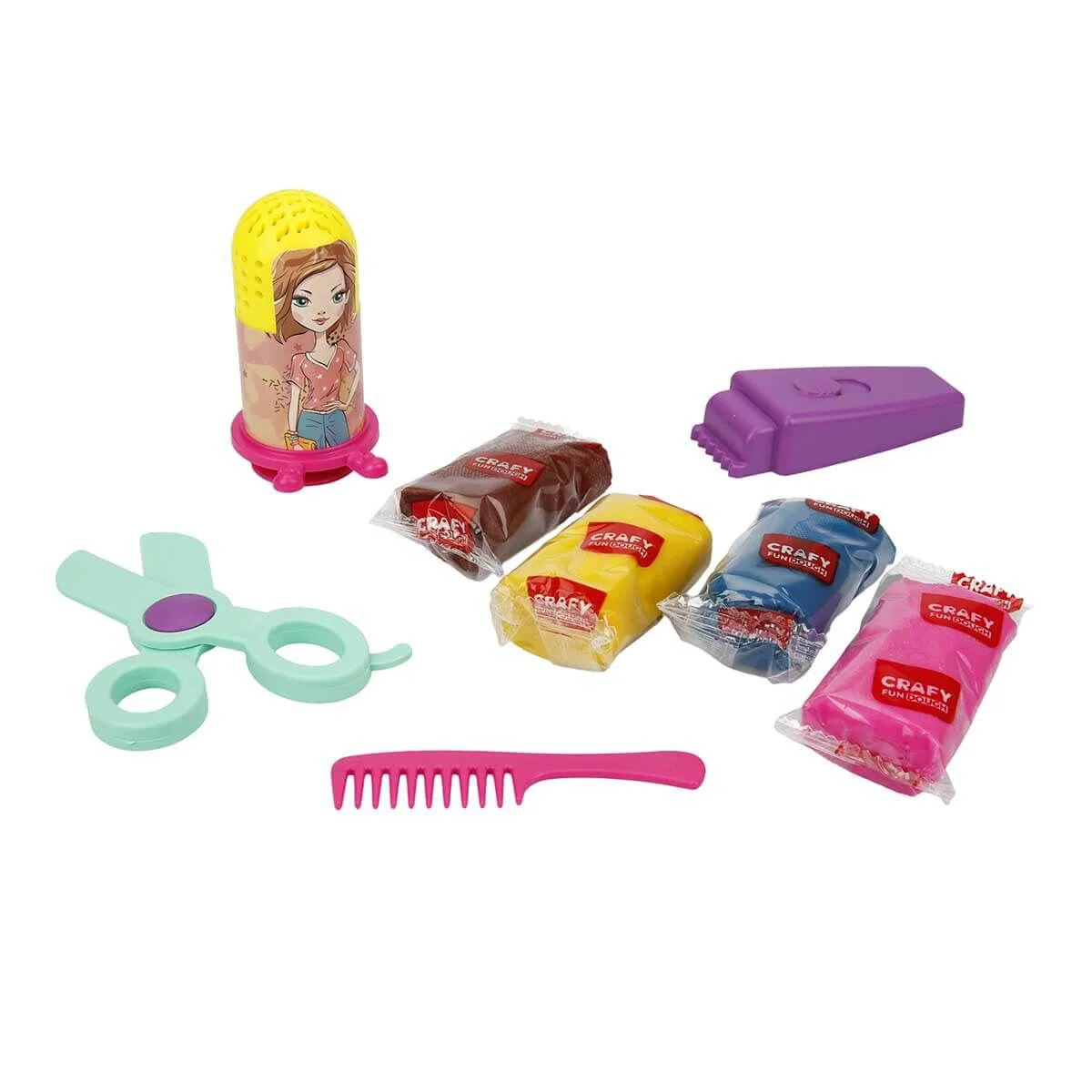 Set pasta de modelat Crafy Dough Star Hair Salon, 11 elemente