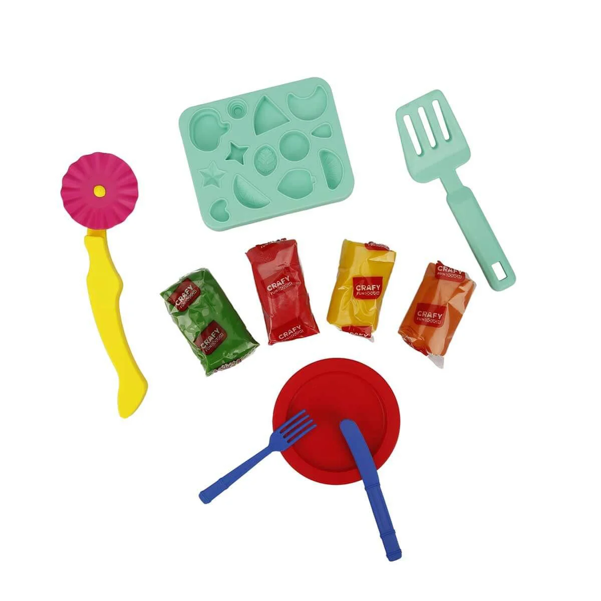 Set pasta de modelat Crafy Dough Crazy Pizza, 10 elemente