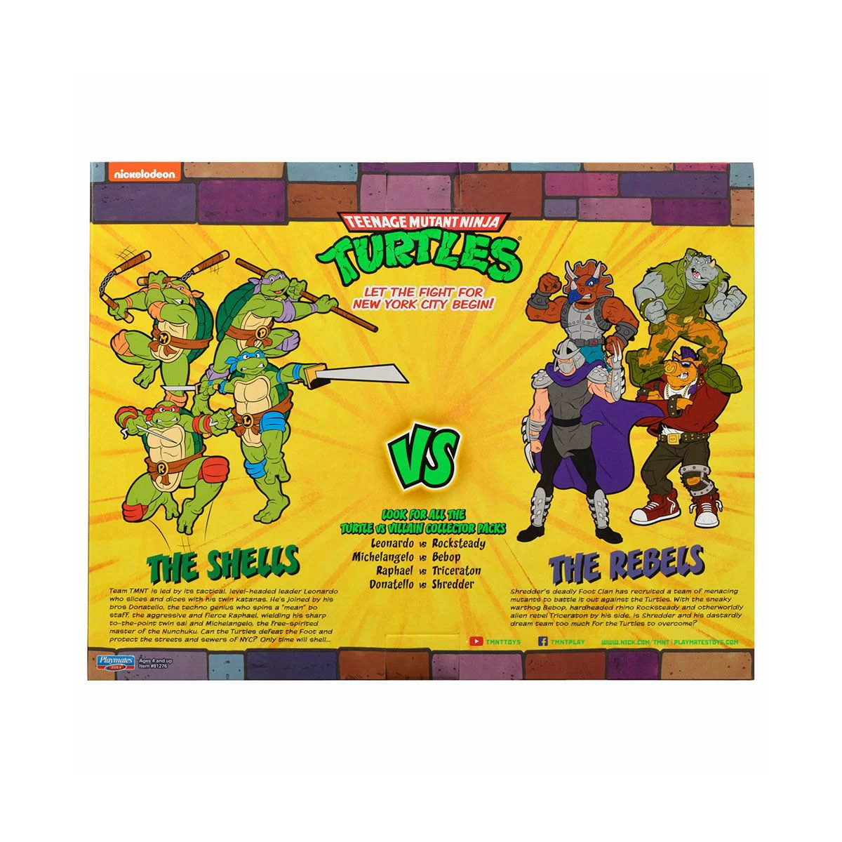 Set Figurine TMNT Testoasele Ninja Leonardo vs Rocksteady, 15 cm