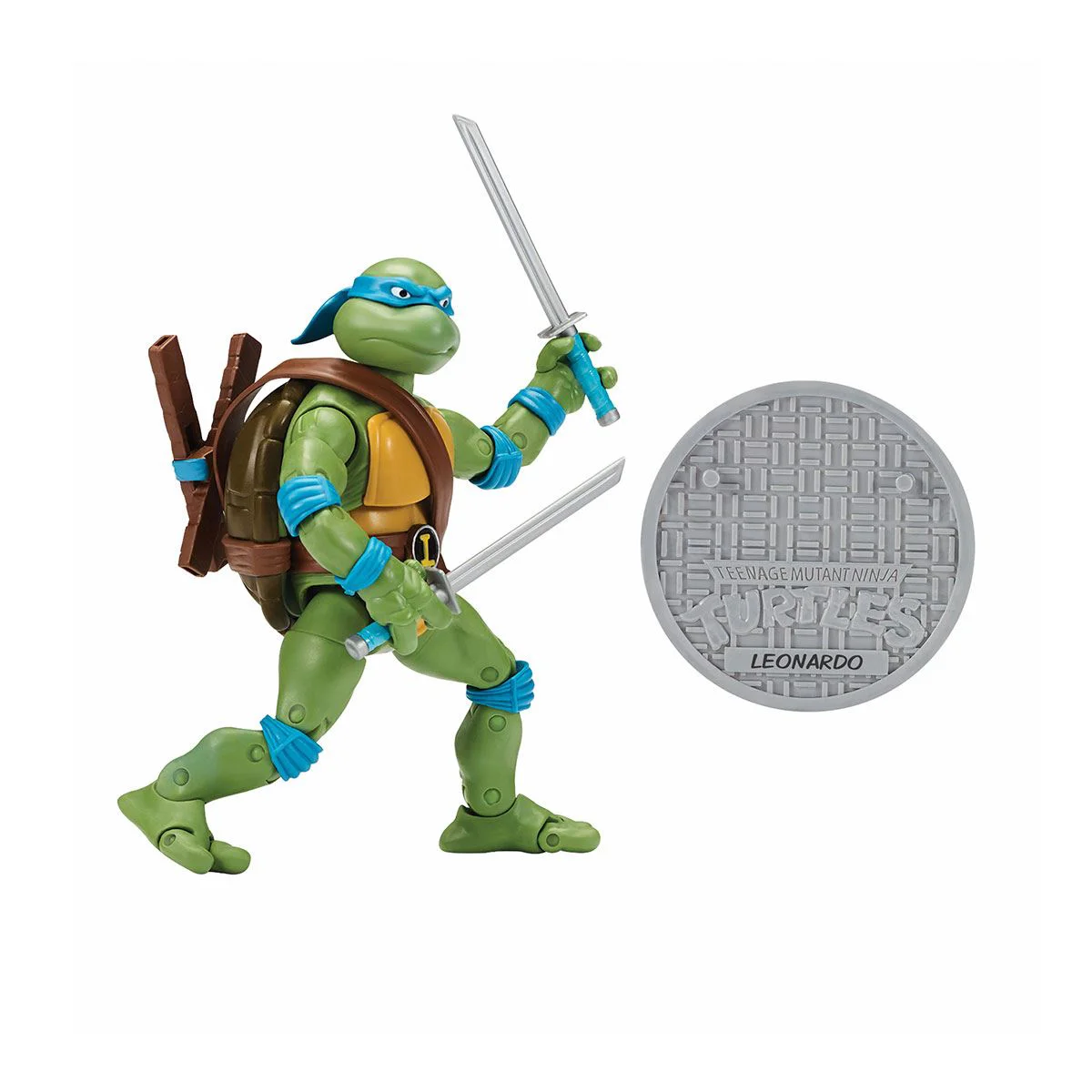 Set Figurine TMNT Testoasele Ninja Leonardo vs Rocksteady, 15 cm