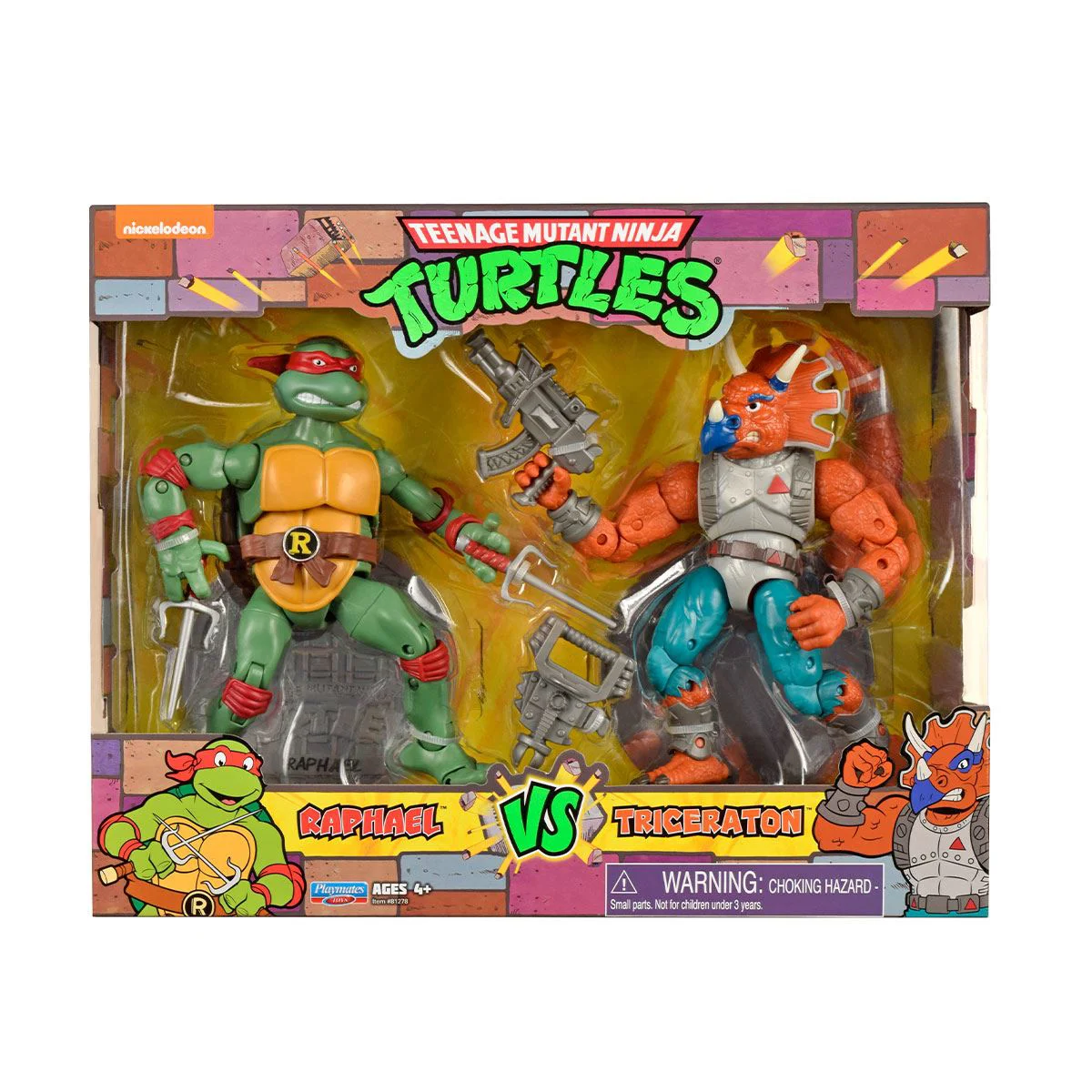 Set Figurine TMNT Testoasele Ninja Raphael vs Triceraton, 15 cm