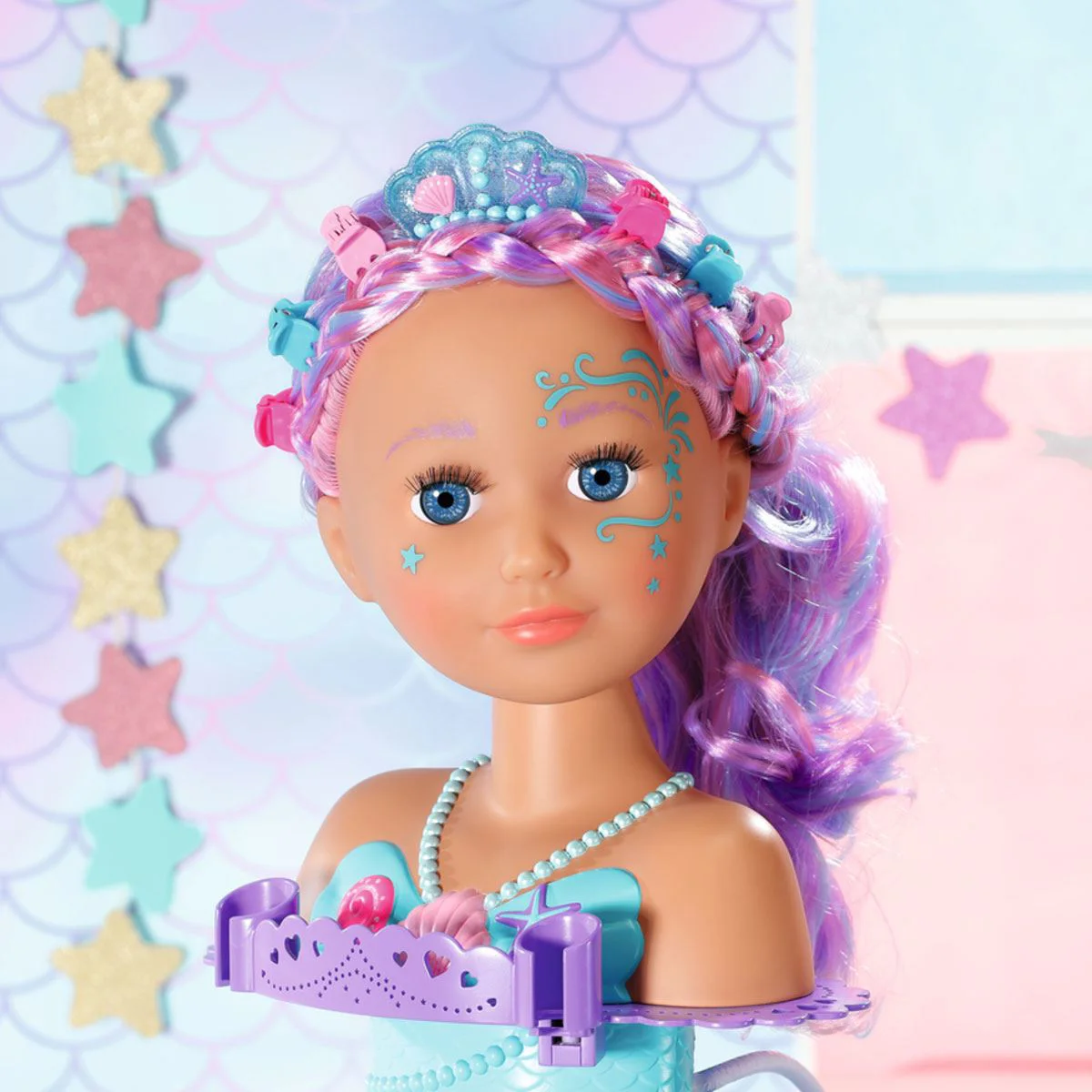 Set cap de papusa manechin Baby Born Sirena cu sistem de dus