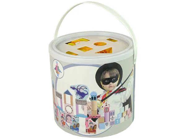 Set de blocuri din lemn si puzzle Lean Toys Castelul Dragonului, 66 el.