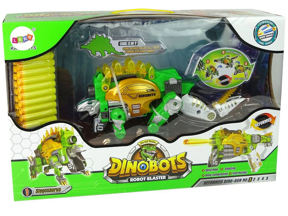 Бластер-трансформер Dinobots 2 в 1 Стегозавр, зеленый