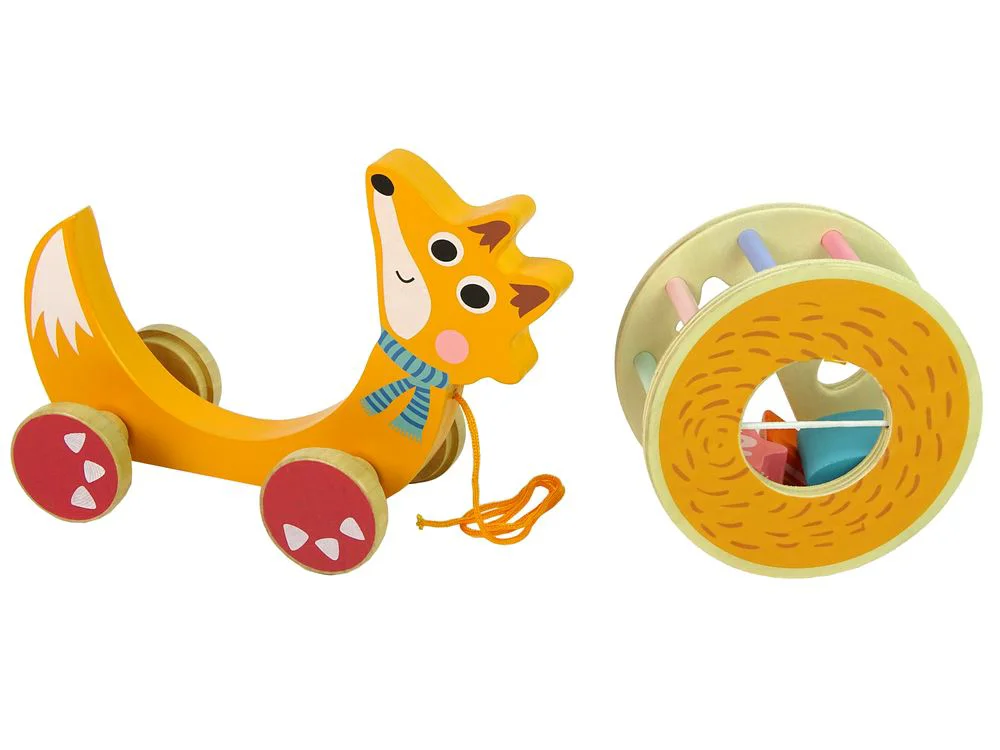 Деревянный сортировщик Lean Toys Лиса с веревкой
