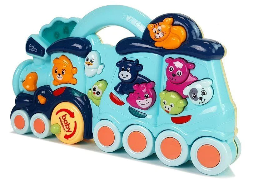 Jucarie interactiva Lean Toys Locomotiva (cu sunete si lumini) foto