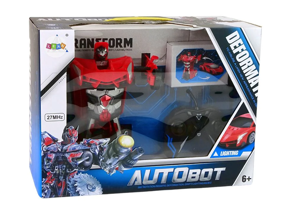 Masina Robot Transformer Lean Toys 2 in 1 cu telecomanda (cu sunete si lumini, USB) foto