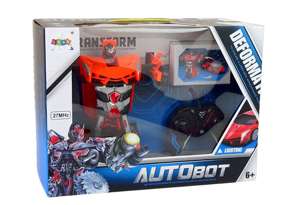 Masina Robot Transformer 2 in 1 Lean Toys cu telecomanda (cu sunete si lumini, USB)