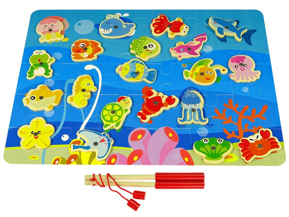 Игра-головоломка из дерева Lean Toys Ловля морских животных foto